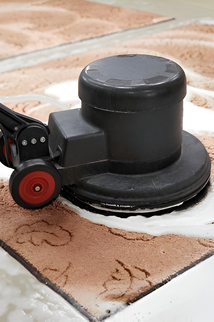 Carpet chemical cleaning with professionally disk machine (1)