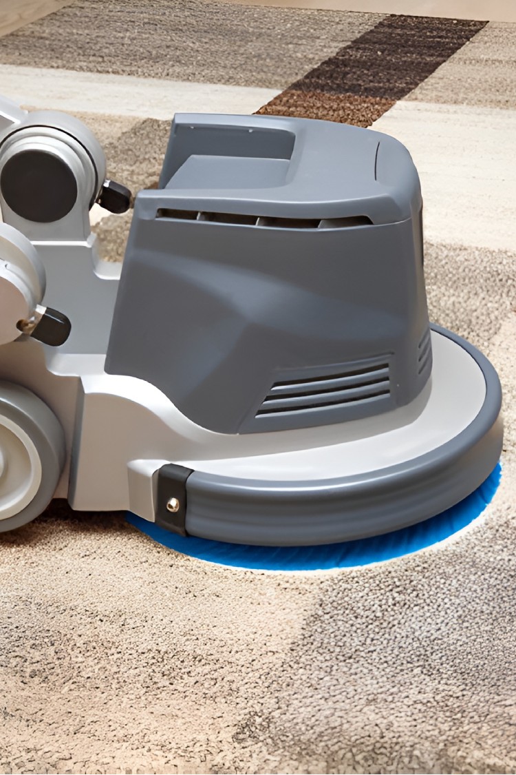 Carpets chemical cleaning with professionally disk machines